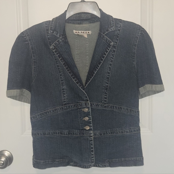 Denim Short Sleeve Blazer - Picture 1 of 5